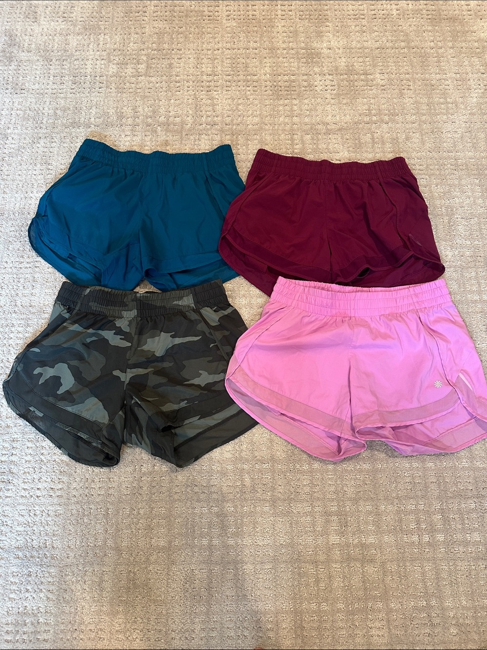 Athleta Women's Athletic Shorts Set - Teal, Plum, Light Pink, Camouflage